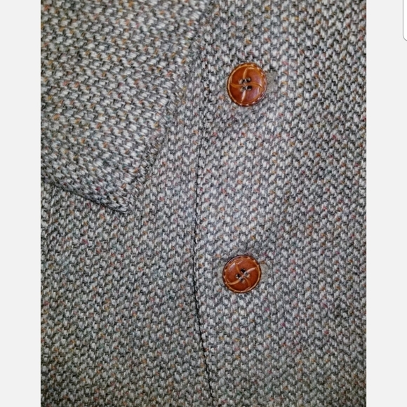 Haymarket Shetland Brown Blue Wool Tweed Vintage Blazer Jacket Elbow Patch 40 R - Picture 1 of 8